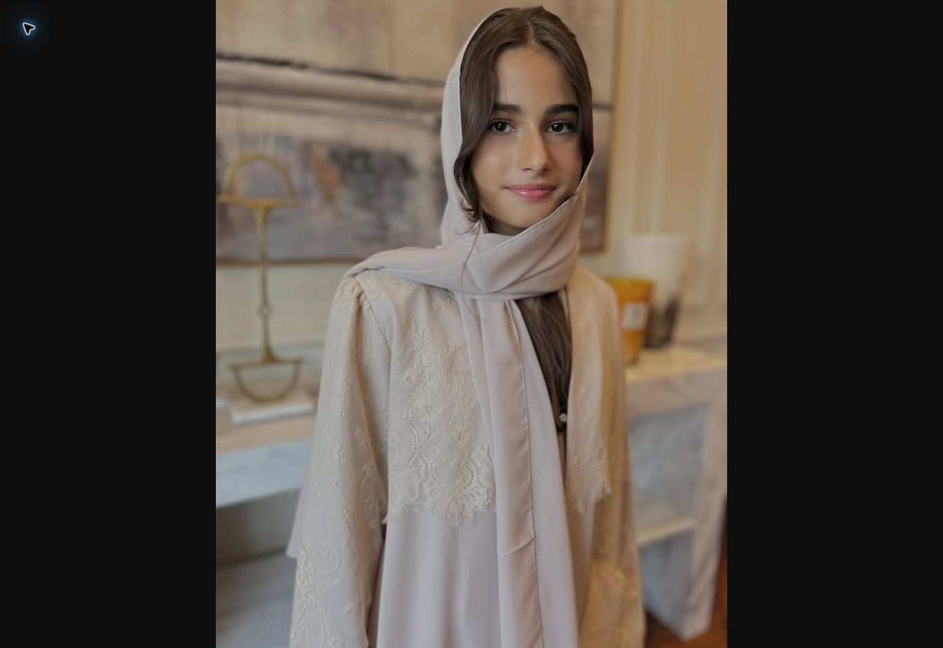 Sparkle ivory lace abaya campaign