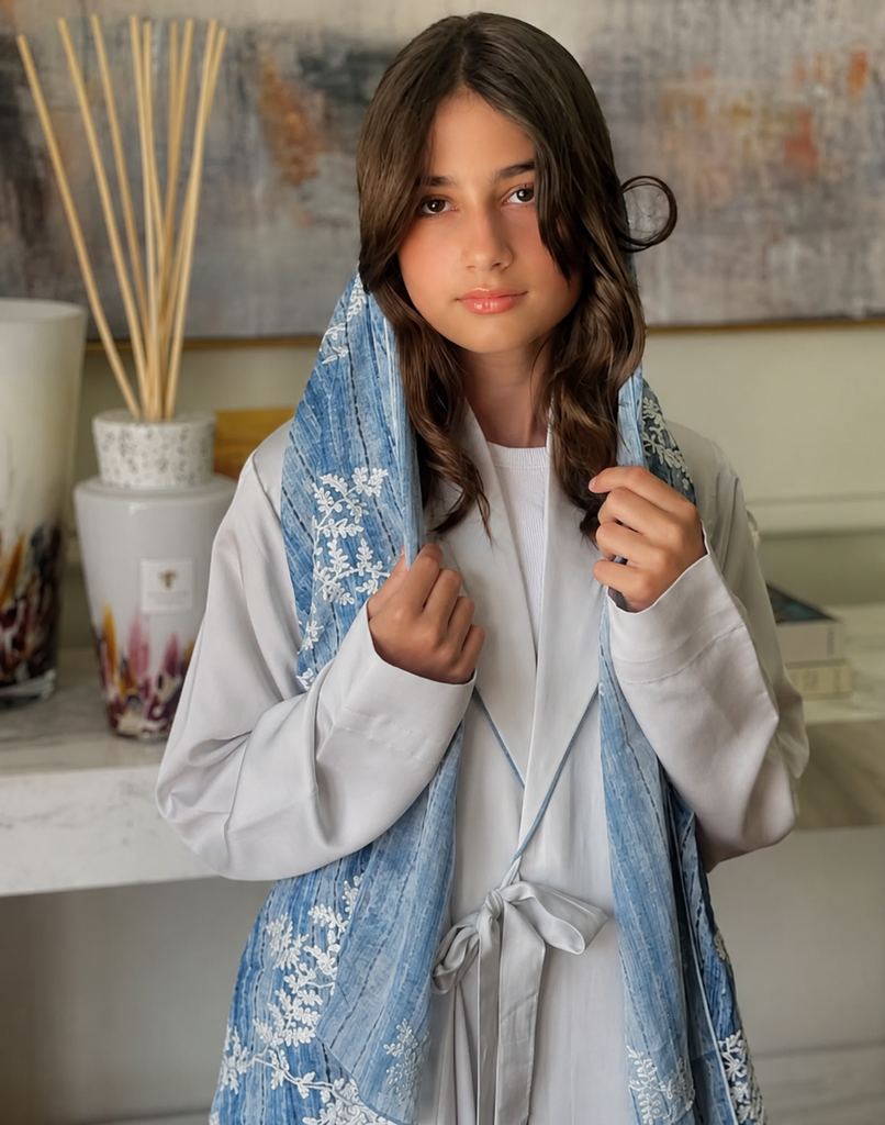 [SPK-SBE-001] Soft Blue Embroidered Abaya